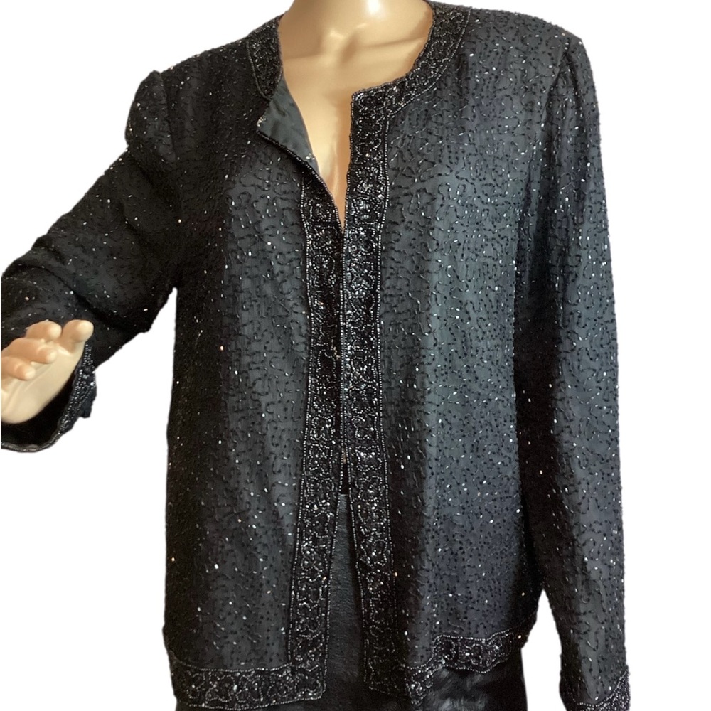 Lawrence kazar Elegant Black Women's beaded blazer